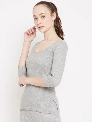 Neva Esancia Deep Scoop Neck 3/4th Sleeve Warmer/Thermal Upper for Women