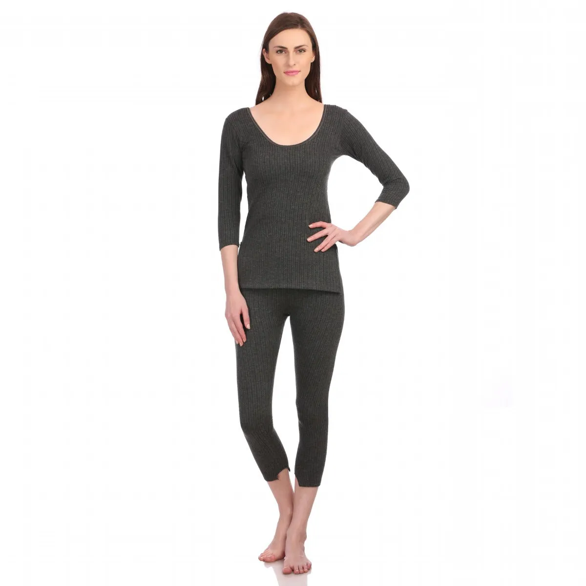 Neva Modal Deep Scoop Neck 3/4th Sleeve Warmer/Thermal Upper for Women