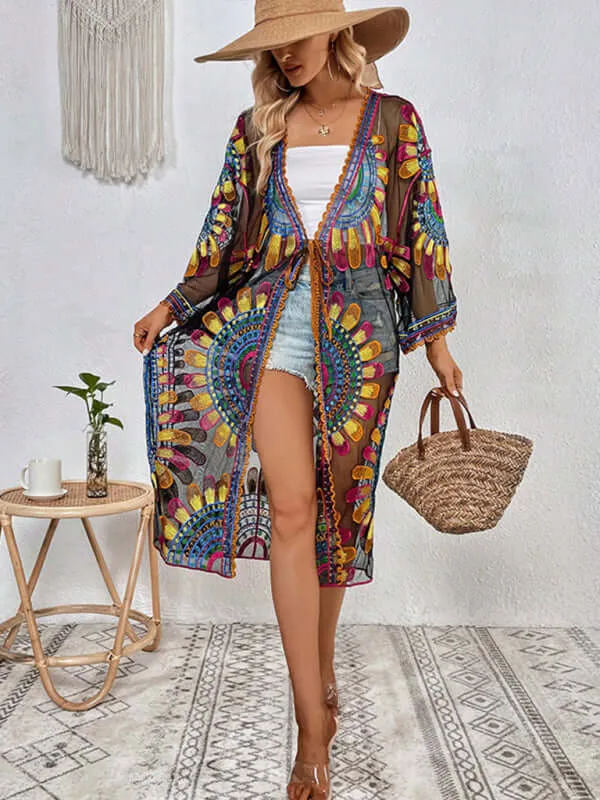 New Beach Skirt Casual Vacation Lace Cardigan Bikini Swimsuit Cover-Up Sun Protection Wear