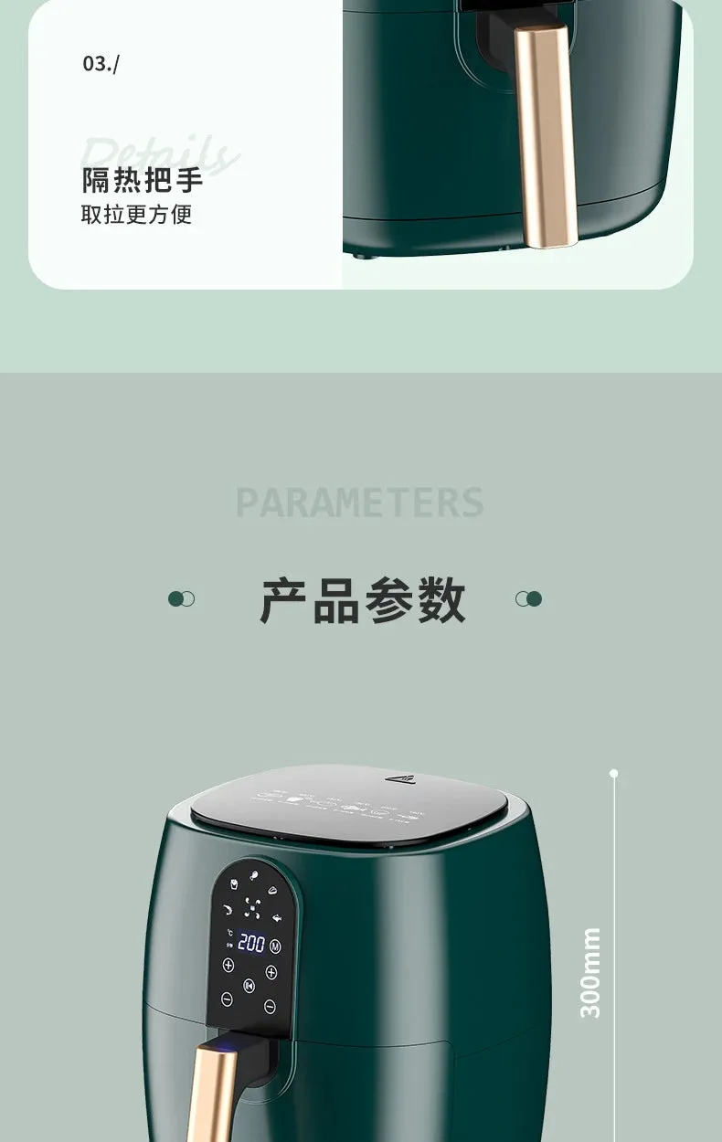 New Electric Air Fryers 4.5L 6L Large Capacity Smart Automatic Household Multi-function LED Touchscreen Deep Fryer without Oil