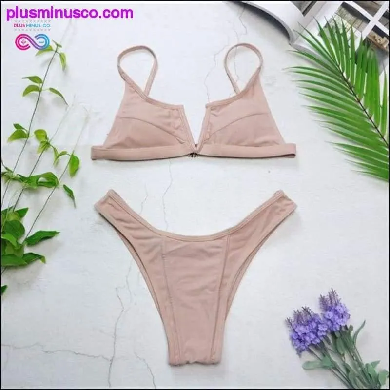 New Sexy Bandeau Bikini V Neck Swimsuits Push Up Swimwear -