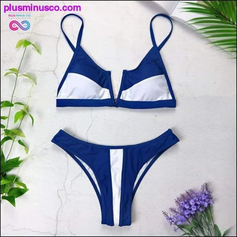 New Sexy Bandeau Bikini V Neck Swimsuits Push Up Swimwear -