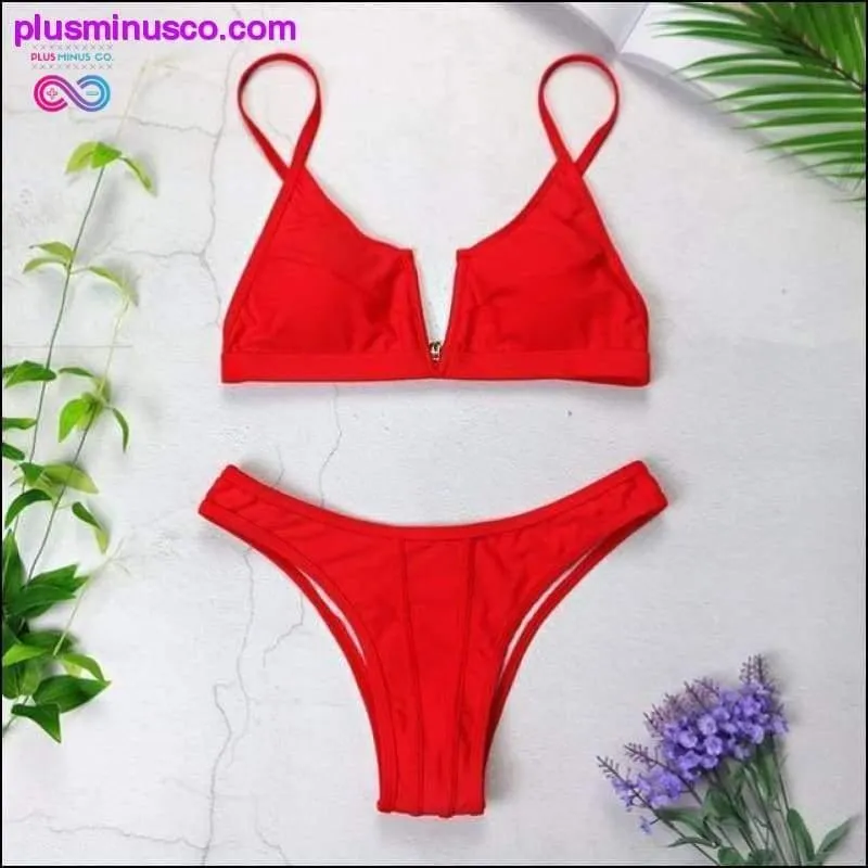 New Sexy Bandeau Bikini V Neck Swimsuits Push Up Swimwear -