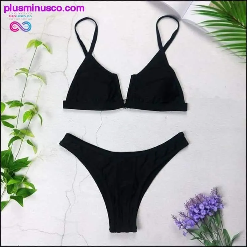 New Sexy Bandeau Bikini V Neck Swimsuits Push Up Swimwear -