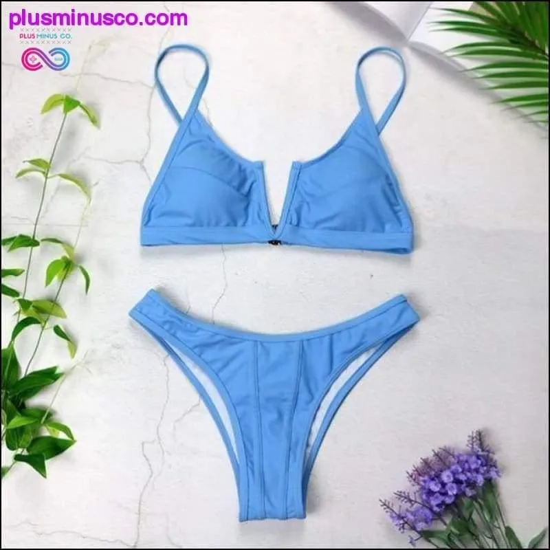 New Sexy Bandeau Bikini V Neck Swimsuits Push Up Swimwear -