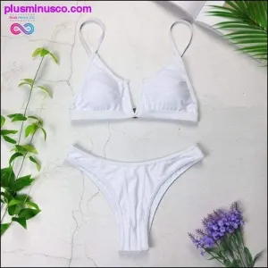 New Sexy Bandeau Bikini V Neck Swimsuits Push Up Swimwear -