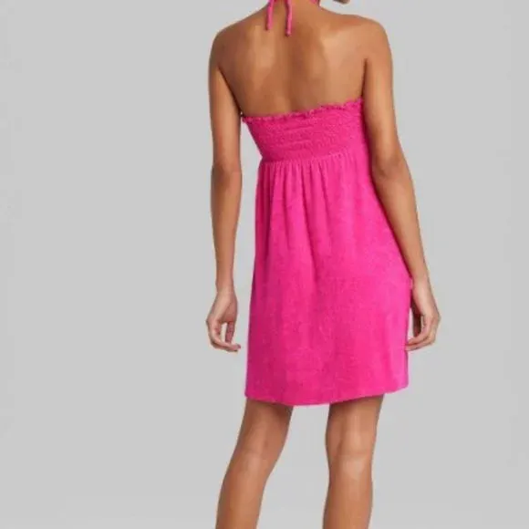 New Women's Sleeveless Smocked Terry Convertible Dress - Wild Fable! Also great a swim coverup or to put on after a shower!! Pink, Sz L
