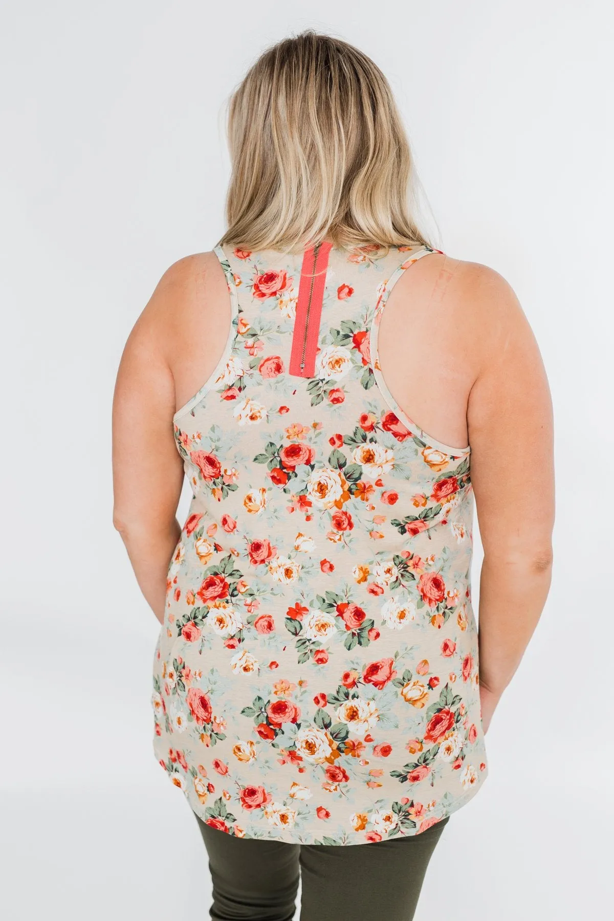 Next to You Floral Tank Top- Light Taupe