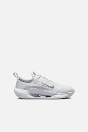 Nike | Womens Nike Zoom Court Nxt Hard Court | White/Metallic Silver- Grey