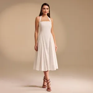 Off White Chest Cut Out Midi Poplin Dress
