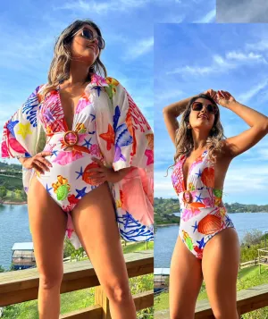 One piece swimsuit & cover up set