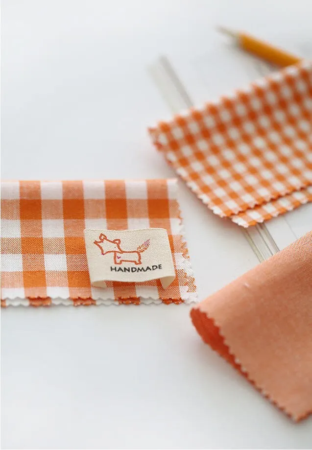 Orange Cotton Fabric, Yarn Dyed Cotton Fabric, 4 mm, 9 mm Checks and Solid Orange Fabric, Quality Korean Fabric - By the Yard /78577