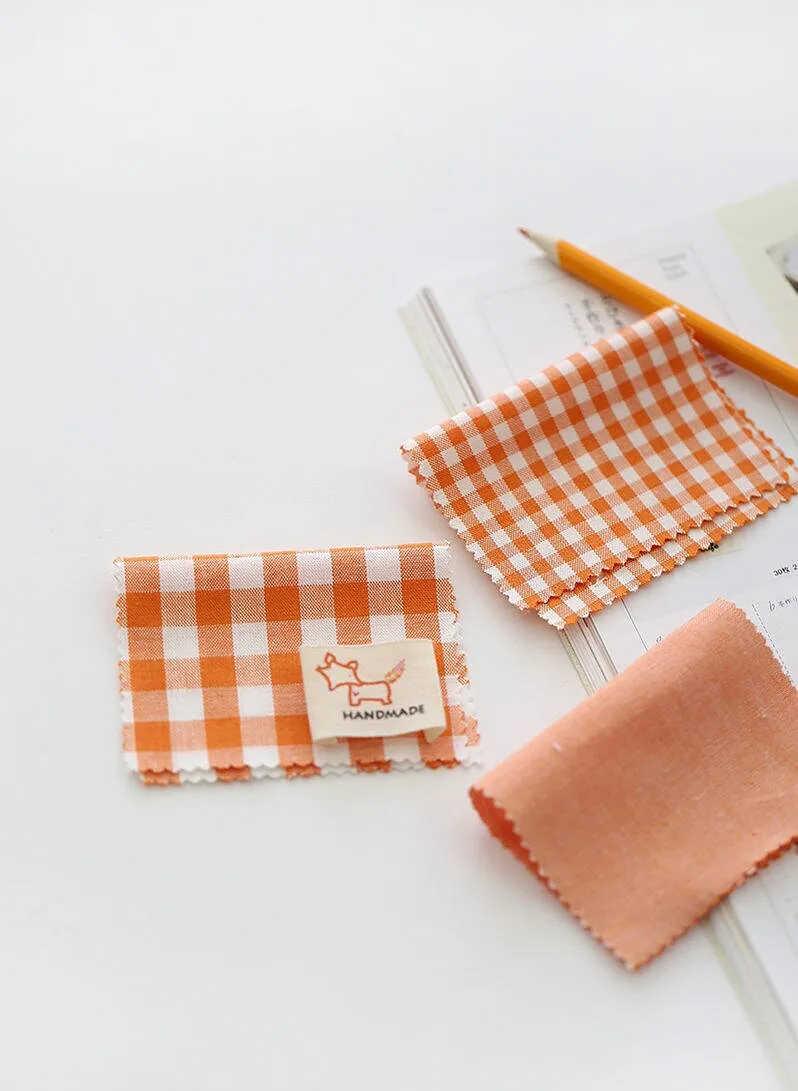 Orange Cotton Fabric, Yarn Dyed Cotton Fabric, 4 mm, 9 mm Checks and Solid Orange Fabric, Quality Korean Fabric - By the Yard /78577