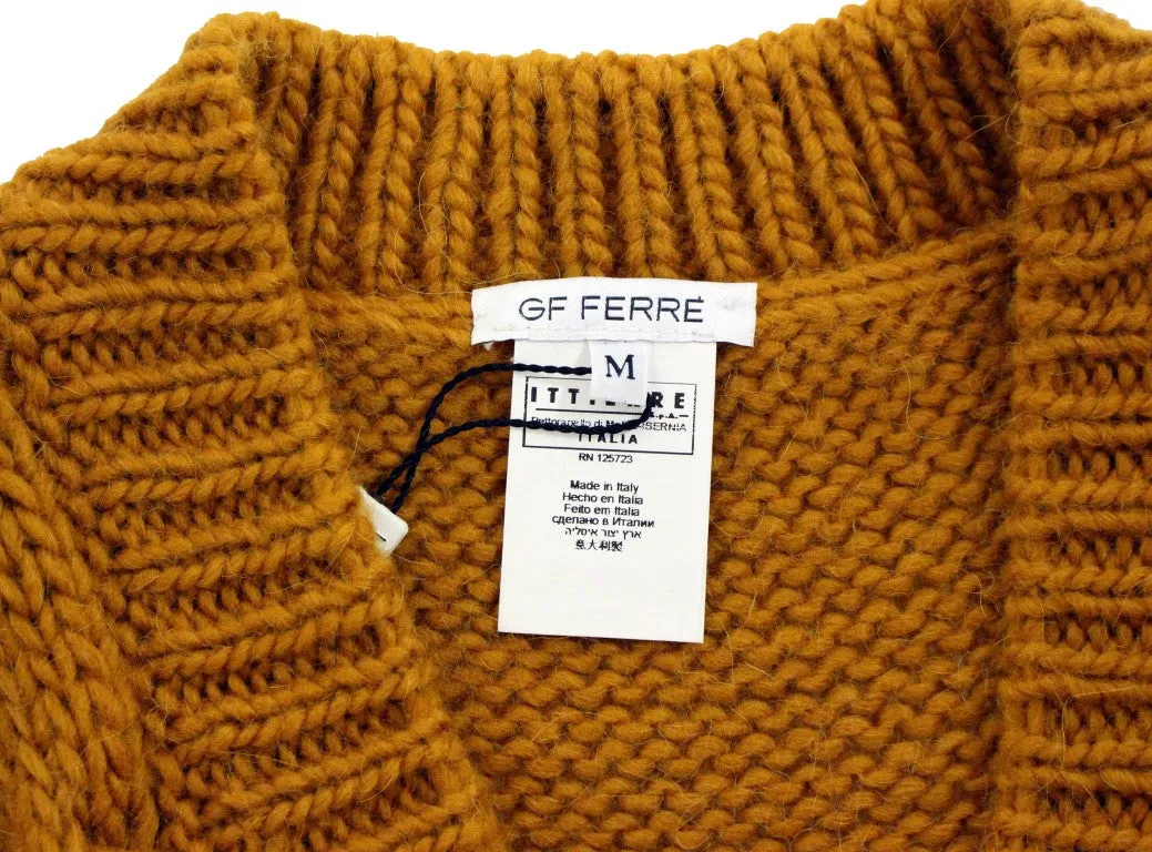 Orange Knitted Wool Blend Pullover Vest