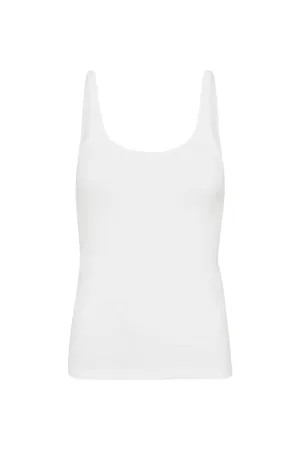 Organic Cotton Slim Scoop Tank | White