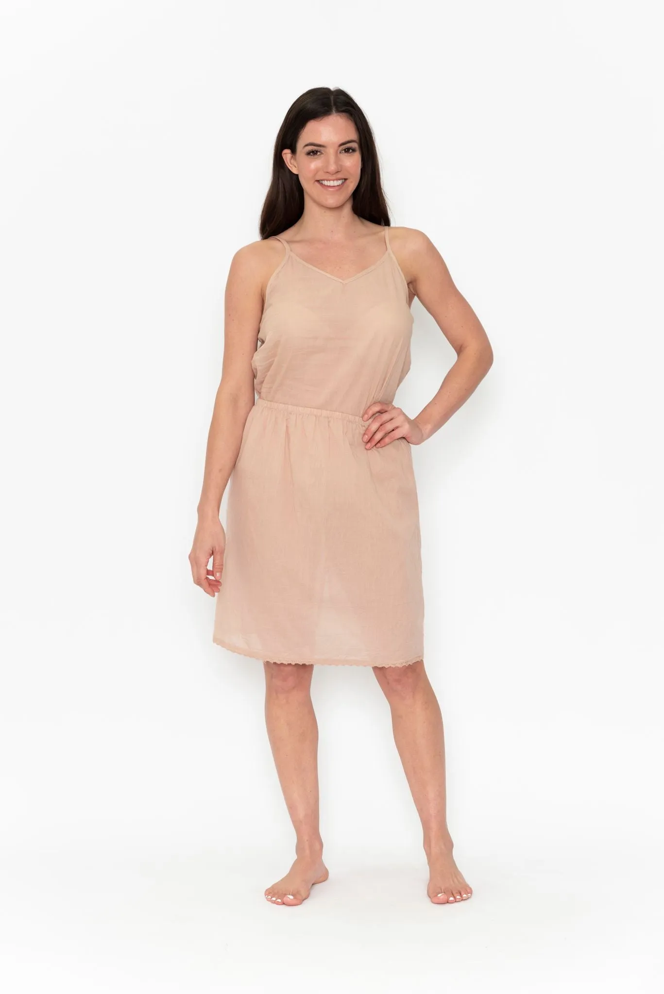 Orientique Pure Cotton Skirt Slip - Nude