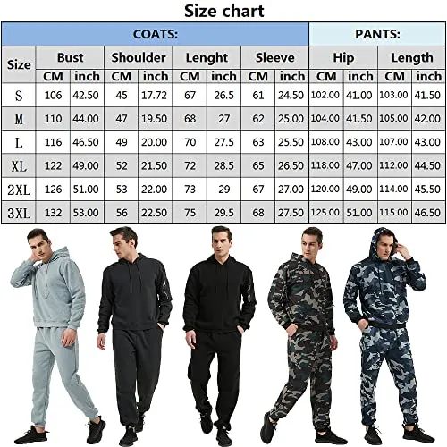 Osmyzcp Men's Jogging Suits Casual Pullover Hoodie 2-Piece Gym Tracksuit Camo Hooded Camo Green 3XL