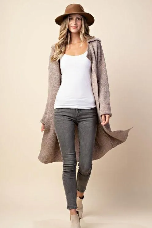OVERSIZED KNIT CARDI TAUPE*