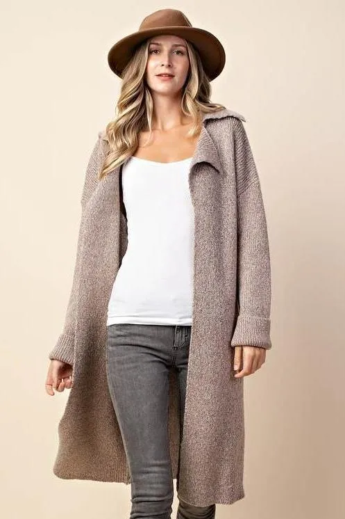 OVERSIZED KNIT CARDI TAUPE*