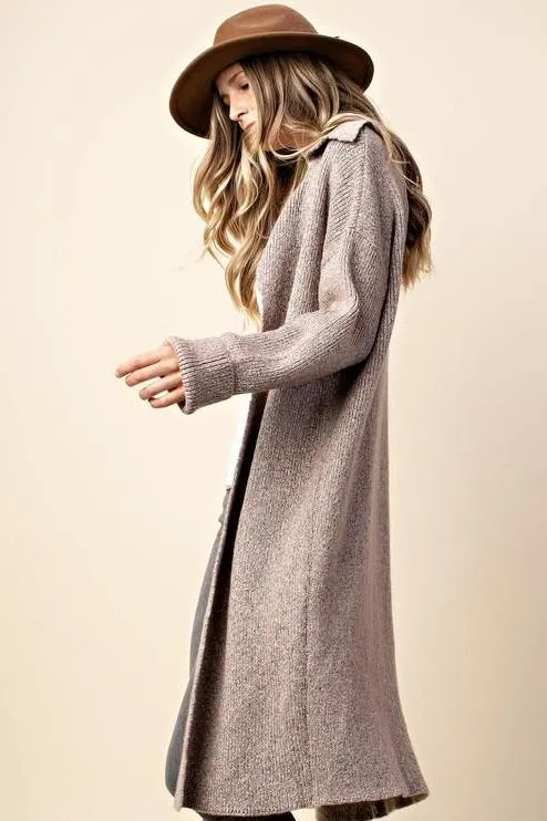 OVERSIZED KNIT CARDI TAUPE*