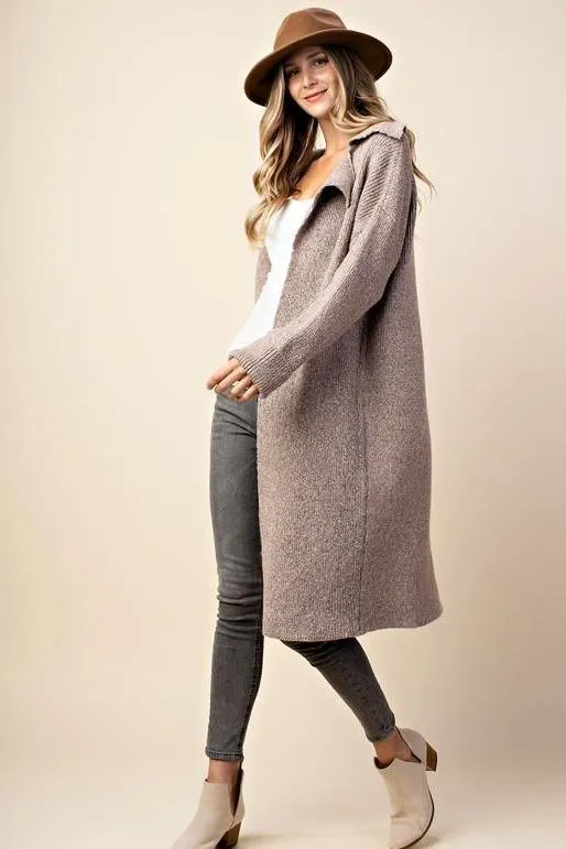 OVERSIZED KNIT CARDI TAUPE*