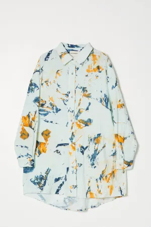 OVERSIZED OVERLAY IN CRINKLED COTTON, MARBLE