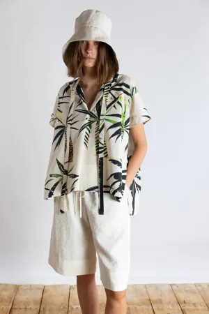 Palm Print Sleeveless Poplin Top