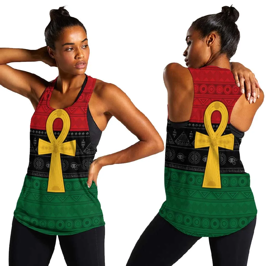 Pan African Ankh Women Racerback Tank Egyptian Cross DT02