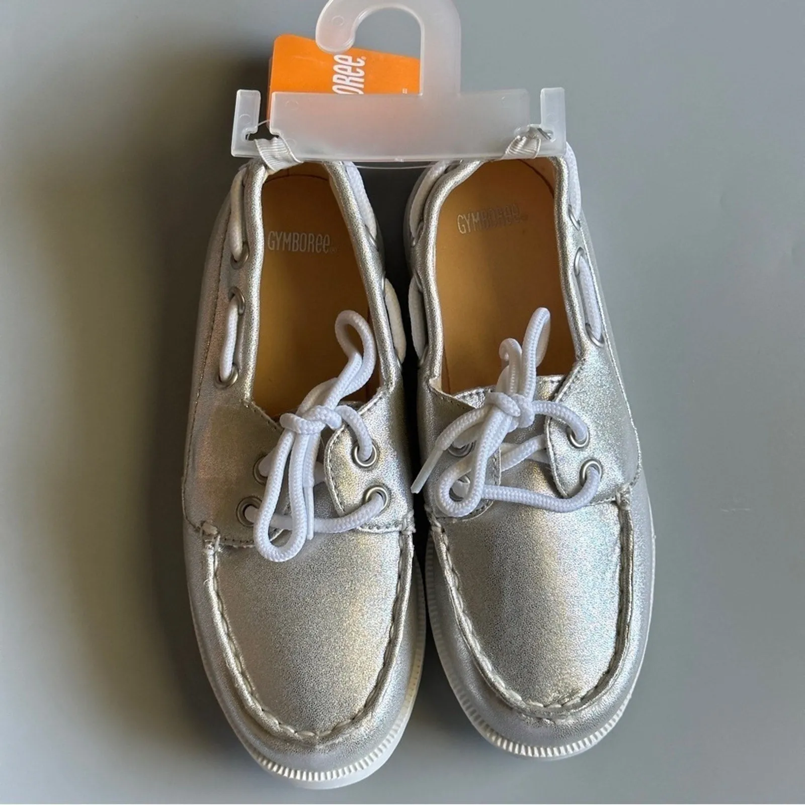 PanacheProse Gymboree Little Girl’s Size 1  Silver Canvas Shoes Tennis Flat Sneakers  …