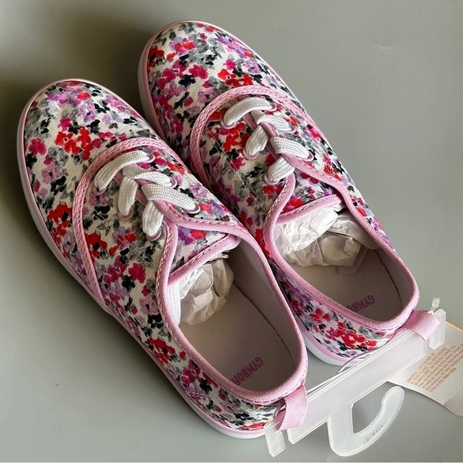 PanacheProse Gymboree Size 2 Floral Canvas Shoes Pink Tennis Sneakers Flat Shoes