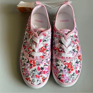 PanacheProse Gymboree Size 2 Floral Canvas Shoes Pink Tennis Sneakers Flat Shoes