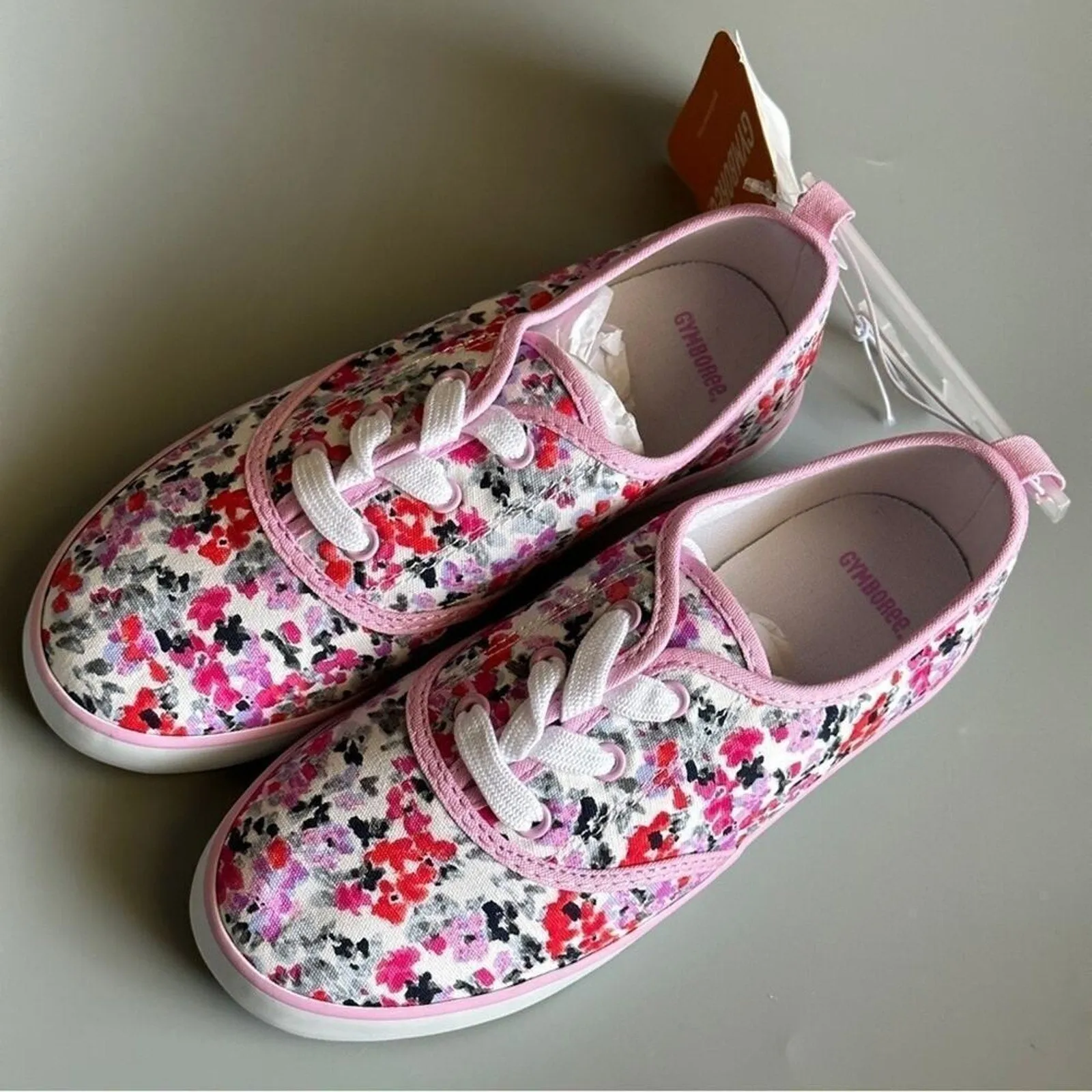 PanacheProse Gymboree Size 2 Floral Canvas Shoes Pink Tennis Sneakers Flat Shoes