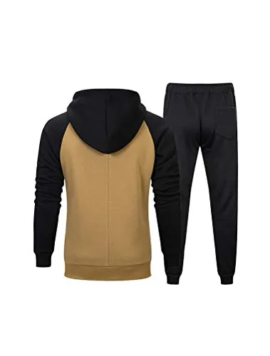 PASOK Men's Casual Tracksuit Sweat Suit Running Jogging Athletic Sports Shirts and Pants Set M Blue