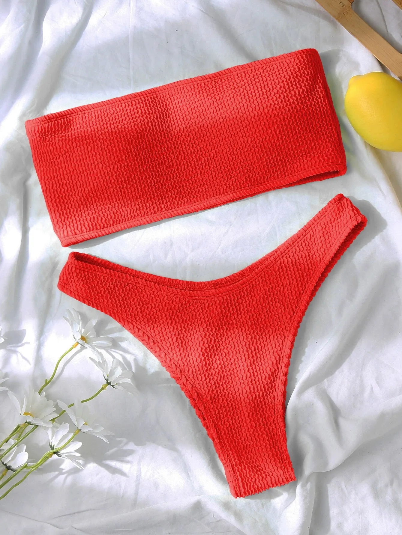 Pastel & Candy Color Slim Looking High Waist Bikini & Tube Top Swimsuits