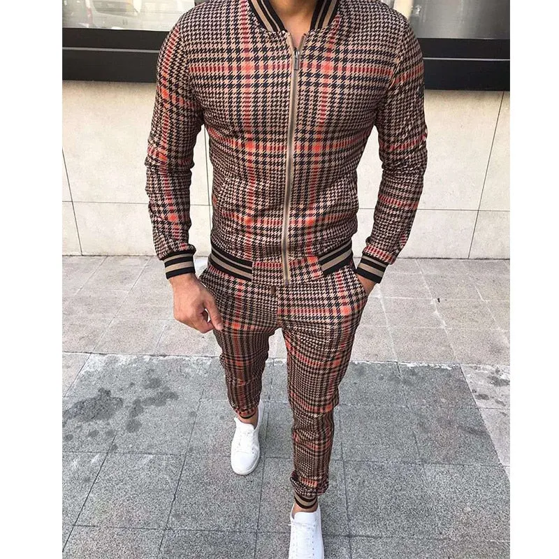 Patchwork Zipper Tracksuits Sets