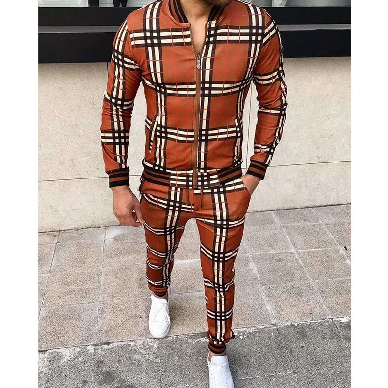 Patchwork Zipper Tracksuits Sets