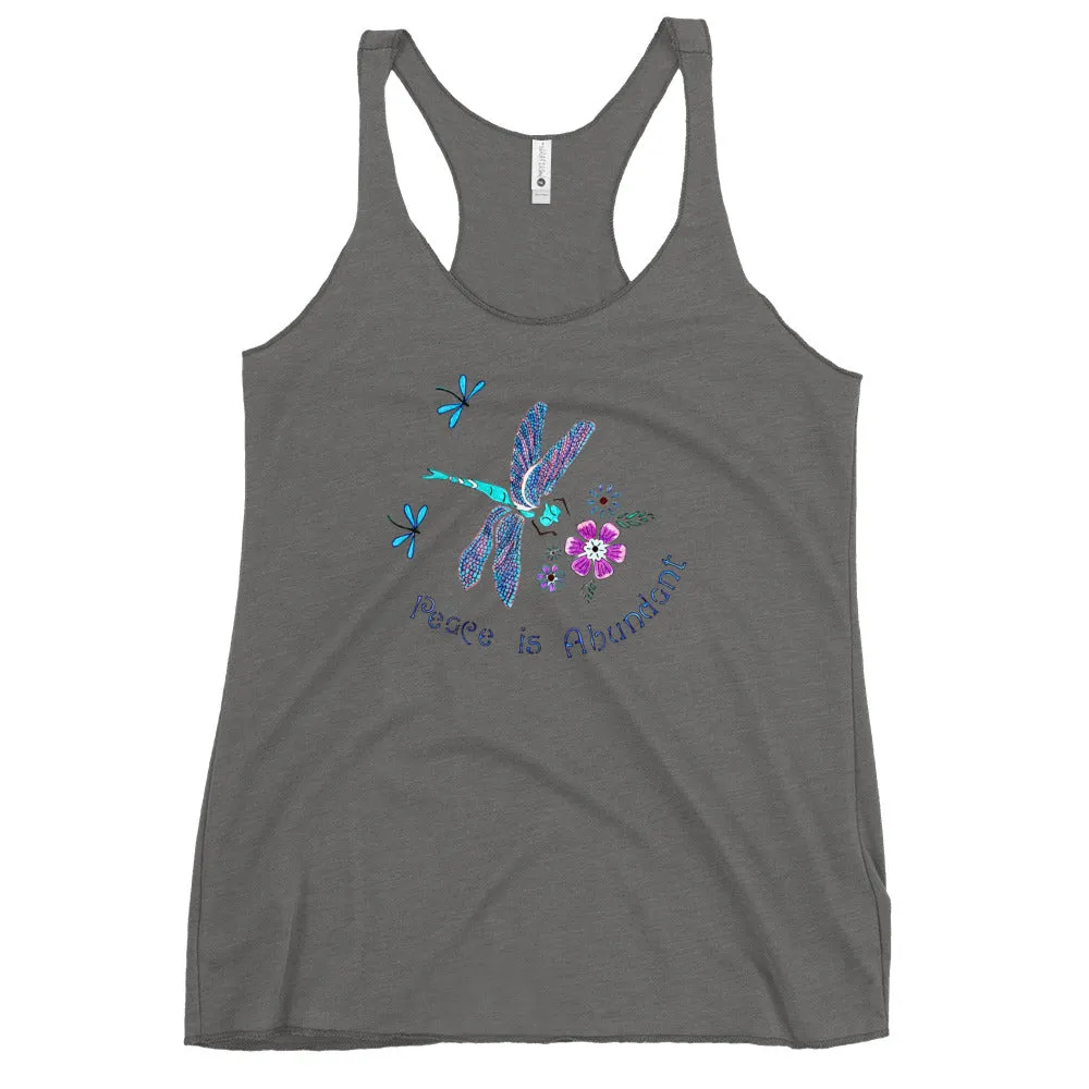 Peace is Abundant Dragonfly Women's Racerback Tank