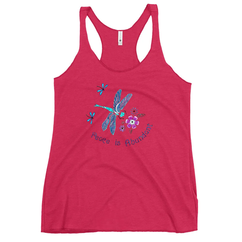 Peace is Abundant Dragonfly Women's Racerback Tank