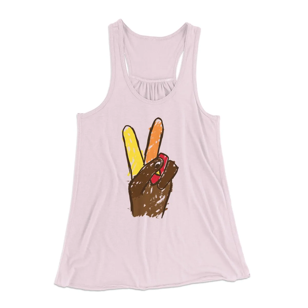 Peace Sign Hand Turkey Funny Thanksgiving Women's Flowey Tank Top
