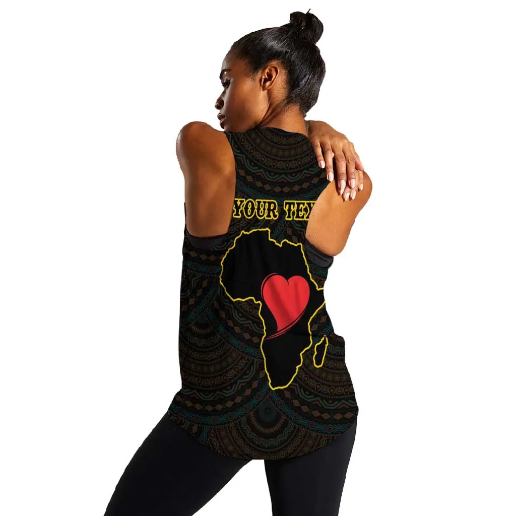 Personalized  African-American Black Love Day Women Racerback Tank Sankofa Heart - Nya Akoma LT15