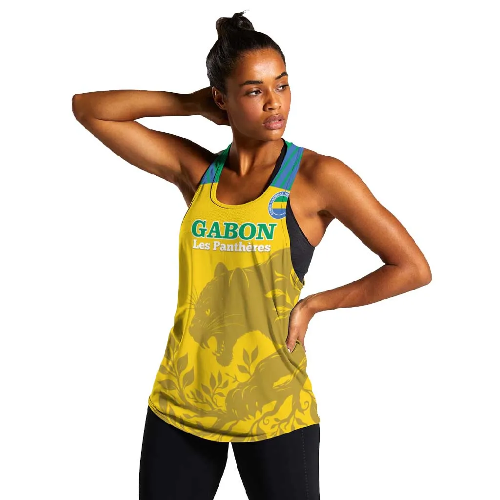 Personalized Gabon Football Women Racerback Tank Allez Les Pantheres LT14