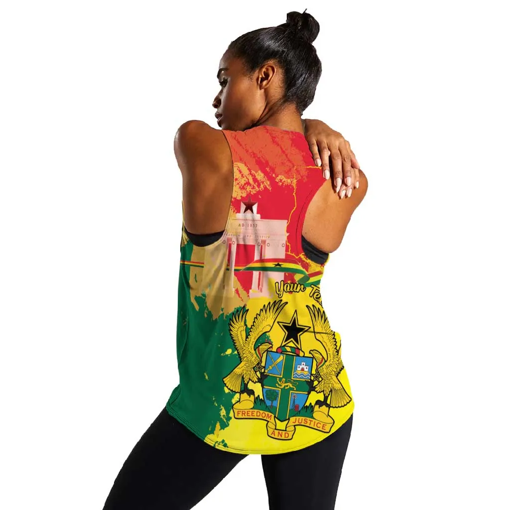 Personalized Ghana Republic Day Women Racerback Tank Black Star Square - Grunge Style LT15