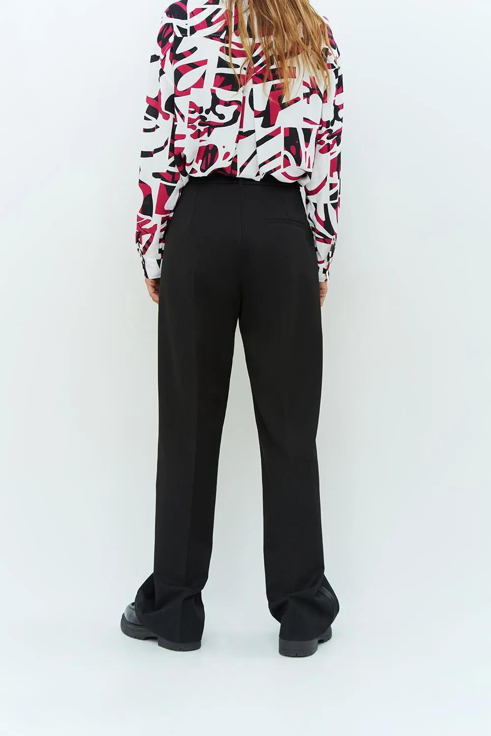 PIETRO - Pantalon large de costume noir à rayures tennis pailletées
