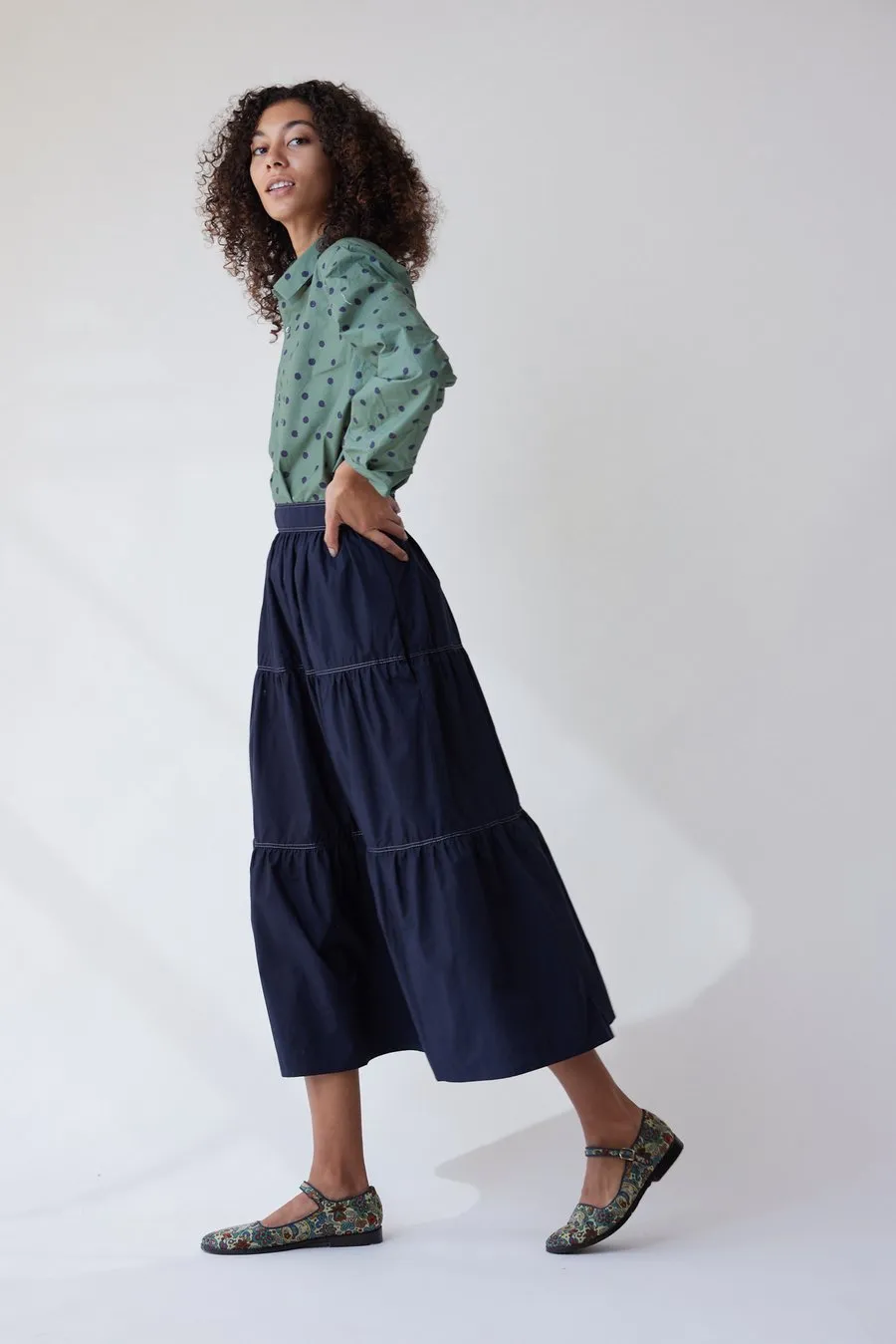 Pixie Skirt, Navy Poplin