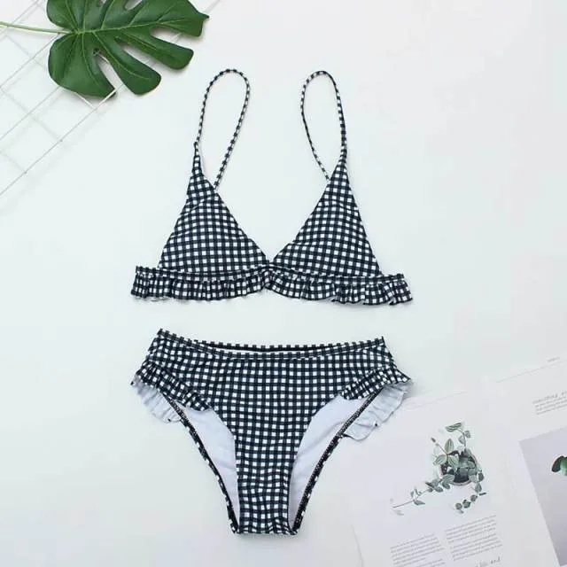 Plaid Sexy Women Bikini Set 2019 New Push Up Ruffles Padded Swimwear Bikini Hot Sale Women Bathing Suit Beachwear Swimming Suit