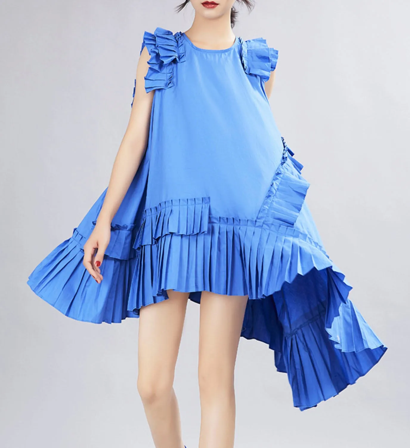 Pleated Asymmetrical Dress