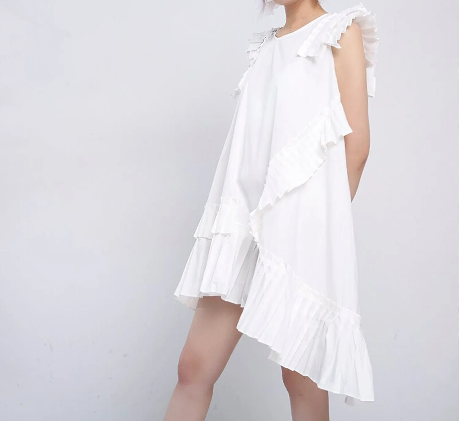 Pleated Asymmetrical Dress