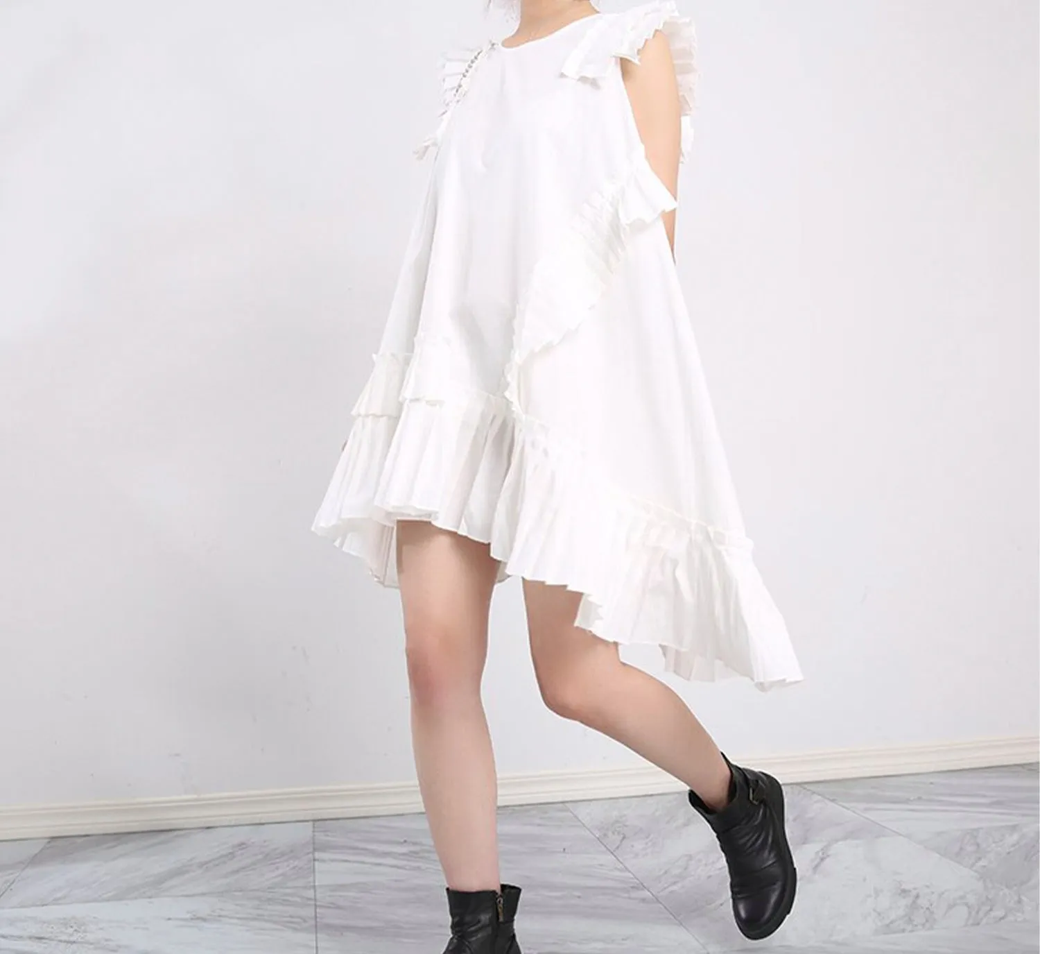 Pleated Asymmetrical Dress
