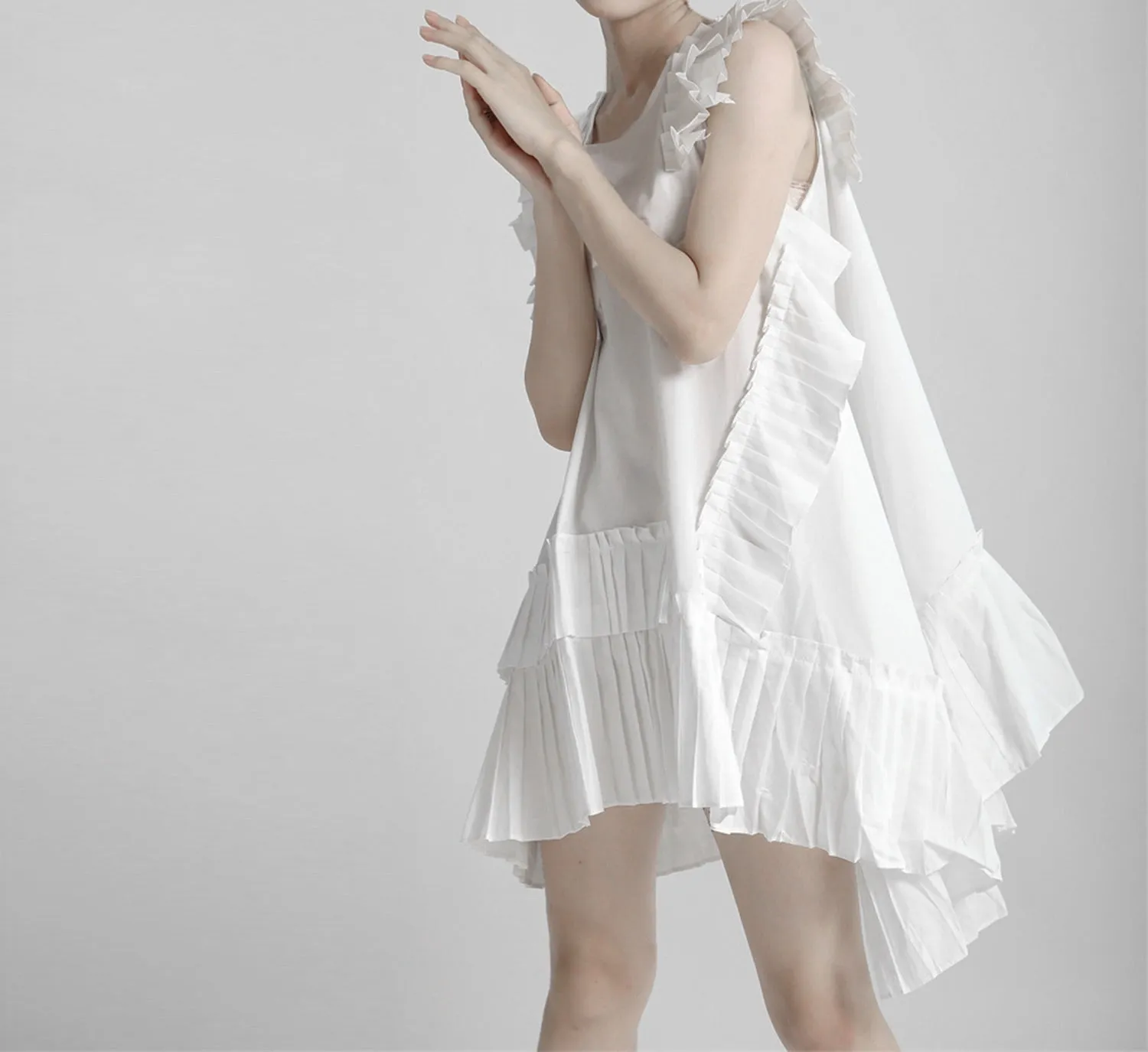 Pleated Asymmetrical Dress