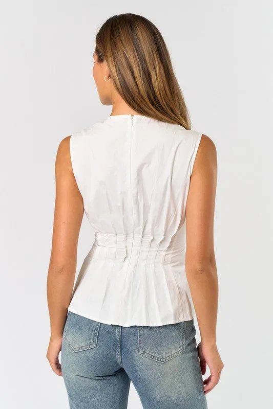 Pleated Poplin Top